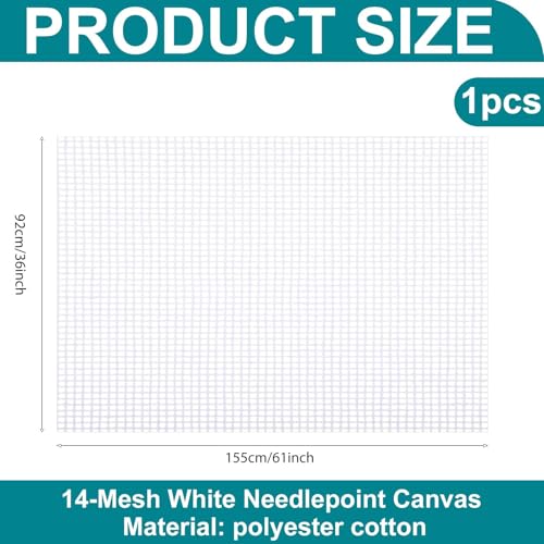 Image of Knitgrip 2 Pack Needlepoint Canvas 14 Mesh 36 x 61 Inch Blank White Canvas Polyester Cotton Needlepoint Mesh Twist Interlock for Embroidery Blanks DIY Knit Crochet Projects Make Dividers