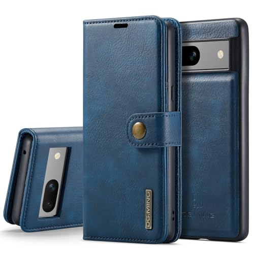 Étui amovible 2 en 1 Google Pixel 8A en cuir avec béquille et porte-cartes bleu