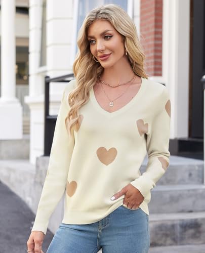 Image of Women's Spring Sweaters 2026 Casual Long Sleeve Pullover V Neck Lightweight Sweatshirts Cute Blouse Tops
