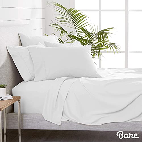 Bare Home Bedding Bundle - 6 Piece Microfiber Sheet Set With 4 Pillowcases (King, Cool White) #TOP25