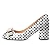 Esvowido Women's Chunky Block Mid Heeled Round Closed Toe Pumps Slip on Heels Comfortable Casual Wedding Dress Shoes 2.5 Inch Polka Dot US Size 8
