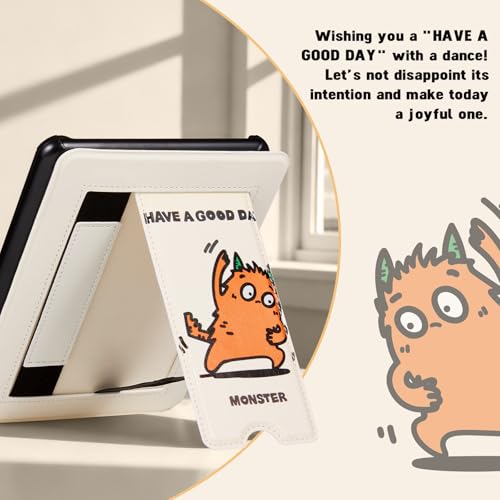 Image of CoBak Lightweight Stand Cute Case for 7 inch Kindle Paperwhite 12th Gen 2024 and Kindle Colorsoft with Right Hand Strap - Compatible with iPhone MagSafe, for Samsung /Anker Wireless Charging Pads