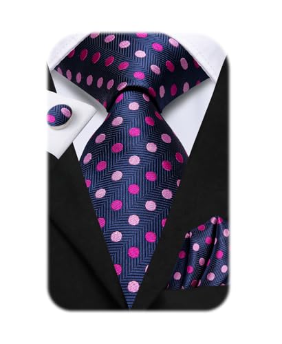Image of Dubulle Mens Paisley Floral Silk Tie for Men Striped Necktie and Pocket Square Cufflinks Set Wedding Business