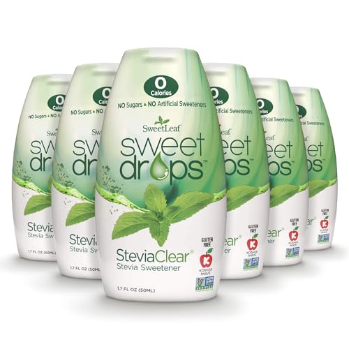 SweetLeaf Sweet Drops - Flavored Stevia Liquid Sweetener, Stevia Extract, Zero Calories, Gluten Free, Keto Friendly, Non GMO, Natural Flavors, Sugar Alternative - Stevia Clear, 1.7 Fl Oz (Pack of 6)