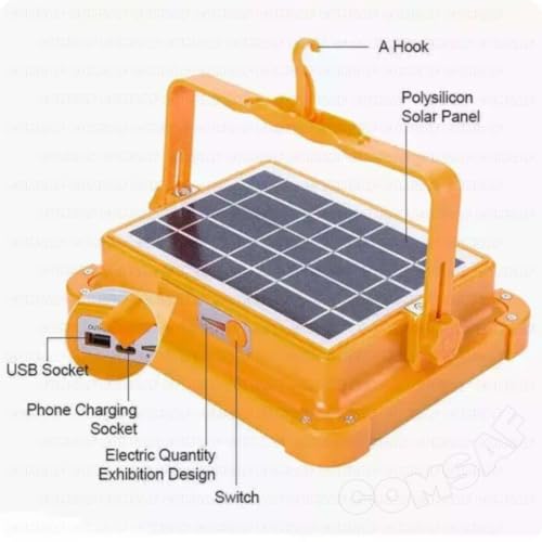 Image of 100W LED Construction Work Light, 10000LM Portable Rechargeable Spotlight with 12000mAh Battery, Solar & USB Rechargeable Flood Light, 4 Lighting Modes, IP66 Emergency Camping Light for Garage,Outdoor
