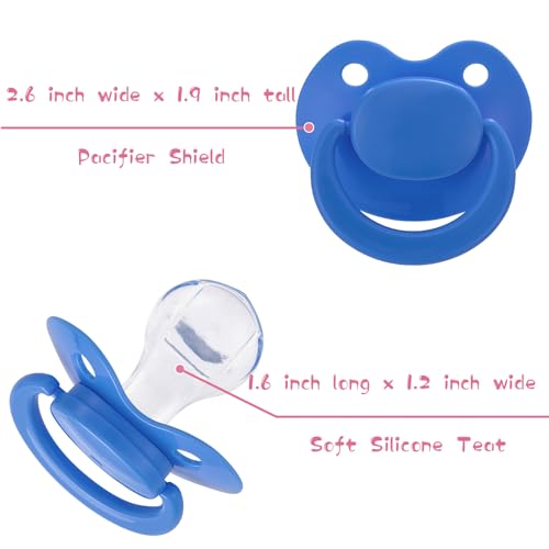 Image of Adult Sized Pacifier Bigshield : Replacement Silicone Paci Big Teat for Anxiety Release - Orthodontic Binky Taken Apart and Re-Assembled Blue