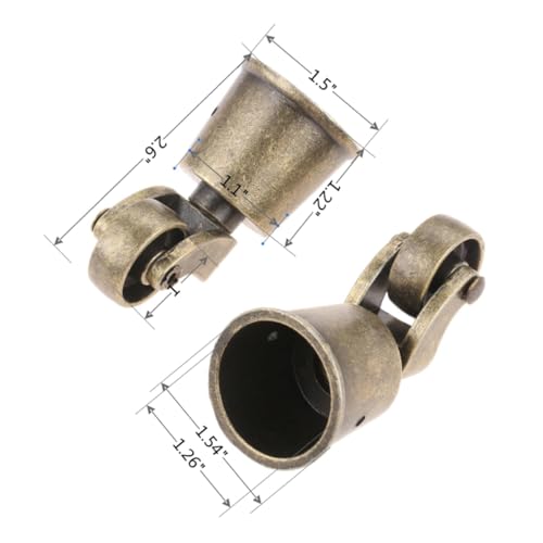 dophee 4Pcs Vintage Bronze Swivel Round Cup Caster, Universal Metal Pulley Wheel Swivel Wheel Caster for Chair Table Sofa Cabinet Furniture Hardware, for 25-30mm/1"-1.18" Wood Legs