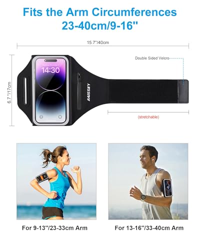 Razobws Sportarmband Handyhalterung Joggen, Handytasche Joggen mit Kopfhörertasche Handy Armband Jogging Zubehör für iPhone 17/16/15/14/13 Pro Max Galaxy S26/S25/S24/S23 Ultra Bis zu 6,9 Zoll