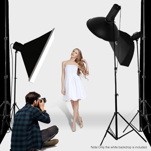 Image of EMART 30x10 ft Backdrop for Photoshoot, Large Party White Photography Backdrop Curtain Drapes, Washable Polyester White Photo Backdrop for Birthday Party, Pictures, Projector, Video Recording