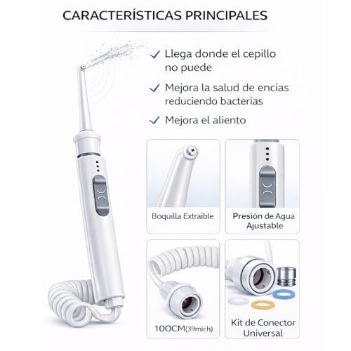 Limpiador De Dientes Agua a Presion, Irrigador Portatil, Limpiador Dientes Agua Presion, Irrigador-dental, Portatil, Sobremesa, Viaje, Higiene Bucal Sin Baterías y Sin Electricidad, Conectado a Grifo - imagen 5