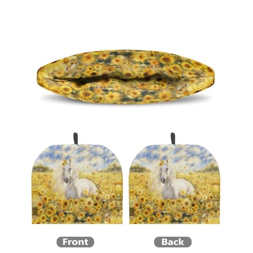 Image of Sunflower Horse Print Handmade Tea Cozy Kitchen Home Decorations Teas Cosy Creative Gifts Tea Cozies for Teapot Keep Warm Double Tnsulated Kettle Cover for Office