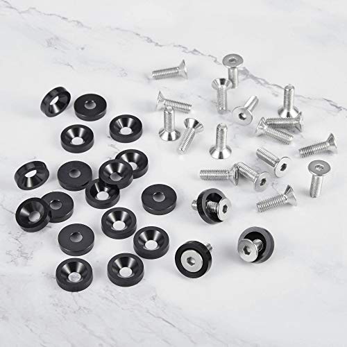 Enmoo 20 Pièces Billet Aluminium Fender Pare-chocs Rondelle Boulon Moteur Bay Dress Up Fixation Kit Plaque D'immatriculation Décor Boulons M6 Boulon Vis Accessoires (Noir) - Image 7