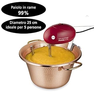 MACOM Just Kitchen 850 Paiolo Polentino con miscelatore elettrico, Rame, Diametro 25 cm.