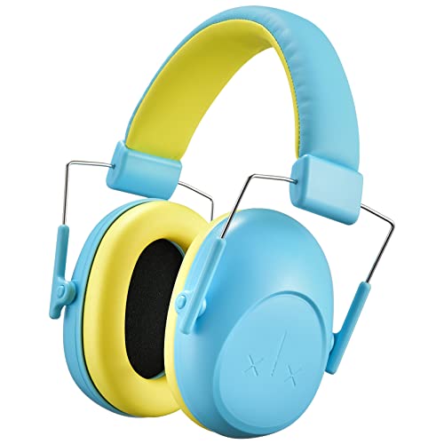 Onhear Casque Anti Bruit Enfant, Casque Pliable Réglable Confortable, avec Une Atténuation de SNR 28dB, Garcon et Fille Âge 3-16 Years,Casque Anti-Bruit pour Milieu Bruyant ou Stressant（Bleu Clair）