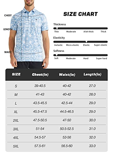 Yovvi Polo Shirts For Men Golf Shirts Short Sleeve Print Moisture-Wicking Performance Sport Tennis T-Shirt, Light Blue Xl #TOP5