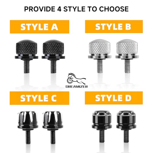 DREAMIZER Motorrad Sitz Schraube, Motorrad Sitzbank Schraube Hinteren Kotflügel Schrauben Kompatibel mit Harley Sportster XL883 1200 48 Touring Dyna Softail Glide, 1996-2019 (2 Schrauben+2 Muttern)