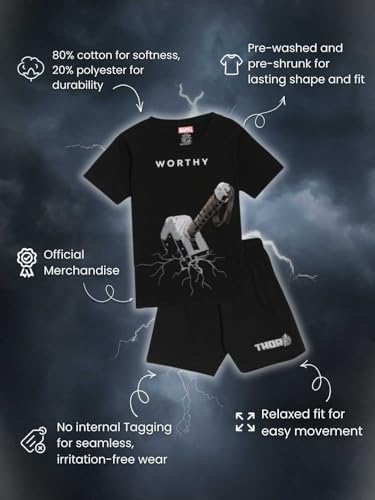 Image of Nap Chief Kids Cotton Official Marvel Superhero's Printed Co ord Sets for Boys & Girls, T Shirt and Shorts for Casual Wear