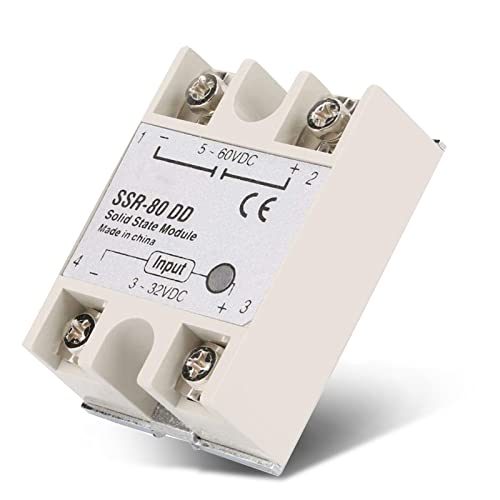 Keenso DC SSR Halbleiterrelais, SSR-80DD 3-32VDC bis 5-60VDC 80A Ausgangsstrom DC-AC Halbleiterrelais SSR-Modul für industrielle Automatisierungsprozesse