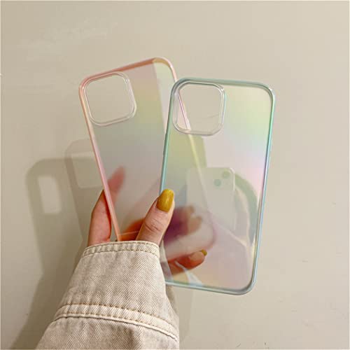 iPhone 13ケース 6.1インチ 対応 オーロラ グラデーション 可愛い ソフト シンプル 透明 韓国 アイフォン13ケース かわいい クリア シリコン TPU 携帯電話カバー おしゃれ 女性向け スマホケース ピンクのボーダー