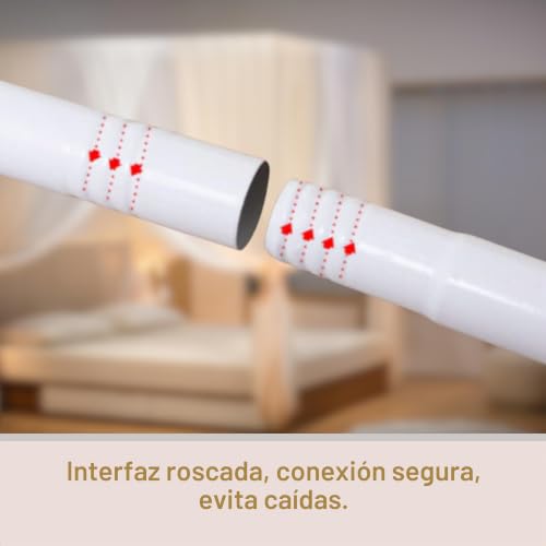 Marco de cama con dosel blanco 100x200 de cuatro postes para estructura de mosquitera individual 5