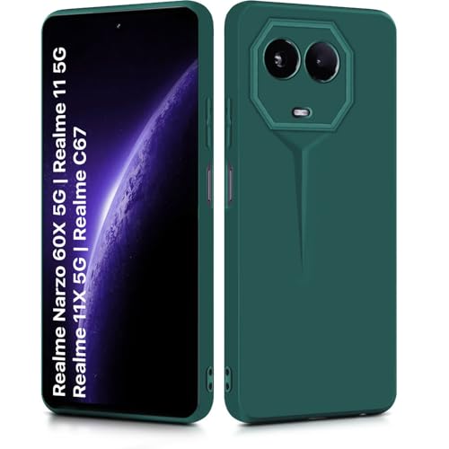 Image of WOW IMAGINE Slim Back Cover for Realme Narzo 60X 5G | Realme 11X 5G | 11X 5G | C67 5G | Blade Series Ultra Thin Case | Camera Protection | Soft Matte Silicone Flexible Mobile Case - Green