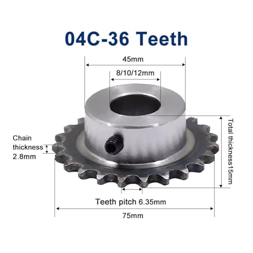 Piñón de transmisión de 36 dientes con tornillo de acero M5 y calibre 8mm 2