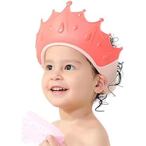 FUNUPUP Baby Shower Cap for Kids, Adjustable Toddler Hair Washing Shield Bathing Cap Baby Shower Visor Shampoo Cap (Crown, Pink) Cover