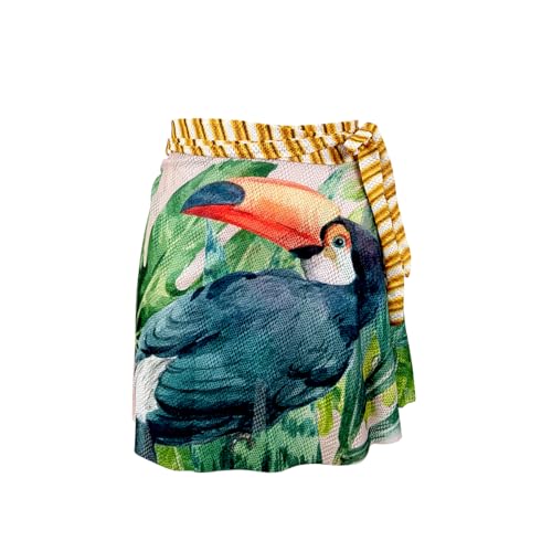 Saída de Praia Canga Saia Curta Floral Tucano Verão Piscina Feminina