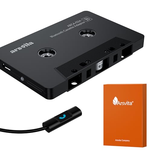 Arsvita Car Audio Bluetooth Cassette Receiver, Tape Player Bluetooth 5.0 Cassette Aux Adapter