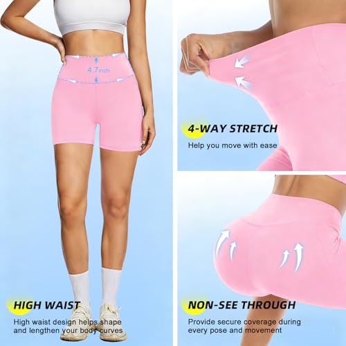 Image of FULLSOFT High Waisted Biker Shorts for Women-5 inch Tummy Control Fitness Athletic Workout Running Yoga Gym Shorts