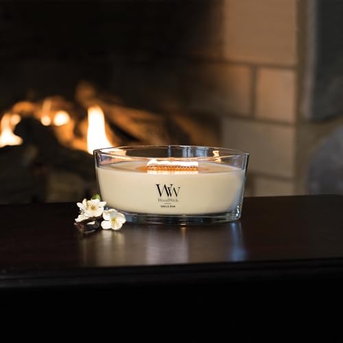 Image of WoodWick Vanilla Bean Holiday Candle Gifts for Women and Men, 16 oz Ellipse Candle with Crackling Wick (Pack of 2)