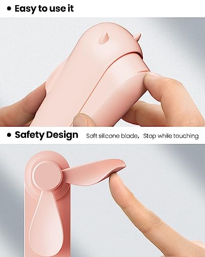 Image of Desidiya Mini Handheld Personal Portable Folding Cooling Hand Fan Rechargeable With 3 Speed Pocket Fan For Home Office Travel Use By Women And Men (Pink) ,8 Centimeter