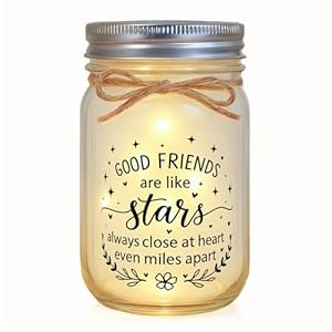 Friendship Gifts for Women, Birthday Christmas Thankgiving Holiday Gifts for Best Friend Woman, Mason Decorative Jar Night Lights for Friends Sister