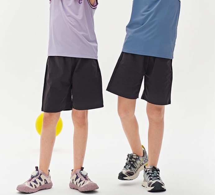 Kids' Quick-Dry Shorts - Breathable Outdoor Shorts for Boys & Girls, Lightweight Solid Color Athletic Playwear Black
