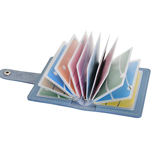 Preisvergleich Produktbild Kreditkartenetui Herren Damen Mit Münzfach Geldklammer Geldbörse Schnalle Mini Handtasche Tasche (Blau)