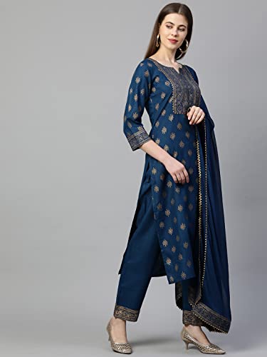 GoSriKi-Womens-Cotton-Regular-Kurta-with-Pant-Dupatta