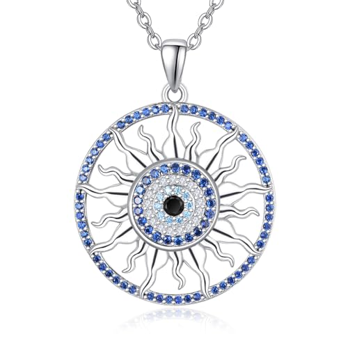 Dreamboat Sterling Silver Evil Eye Necklace for Women Protection Necklace Hamsa Nazar Mal De Ojo Turco Spiritual Jewelry Evil Eye Gifts