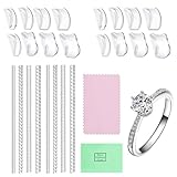 25 Stück Unsichtbarer Ringgrößenversteller, Ringgrößenversteller transparent aus Weichem Silikon, Transparente Ringverkleinerung für Lose Ringe, Universell, inklusive 8 Größen und Poliertuch