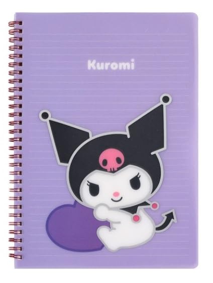 Cute 7mm Ruled Spiral Notebook 7.2 x 10.2 inches 60 Sheets (Purple)