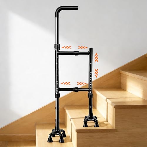 Bamgoten Stair Climbing Assist Cane for Seniors, Height & Width Adjustable Stair Cane, Sturdy...