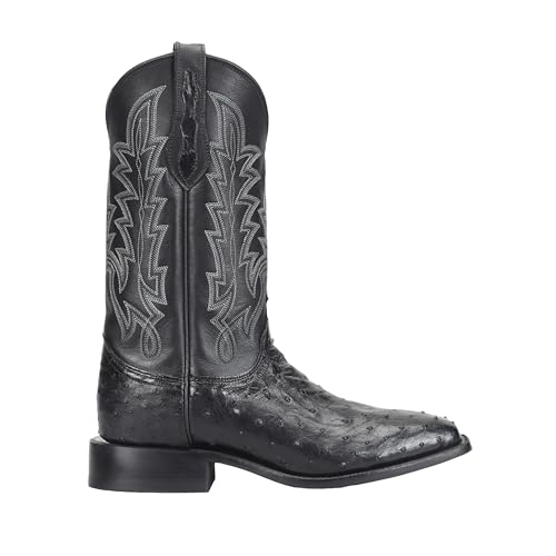Justin Boot Company Mens George Strait FQ Ostrich 12In Black Top Cowboy Boots Black 10.5 D4