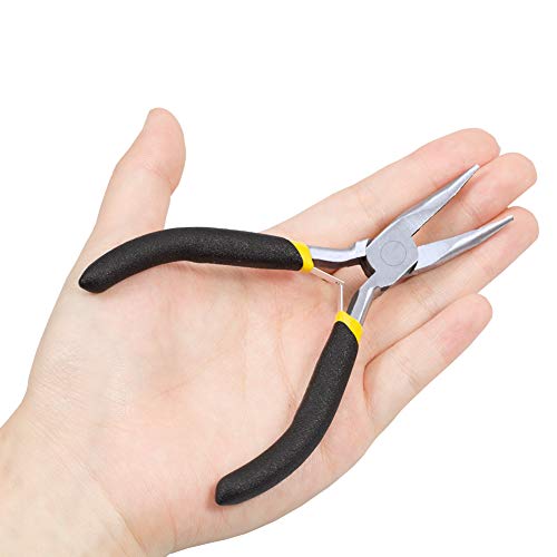 Image of Mini Bent Nose Pliers for Jewelry Making 5 Inch Smooth Jaw Micro Beading Pliers Precision Handcraft DIY Hand Tool