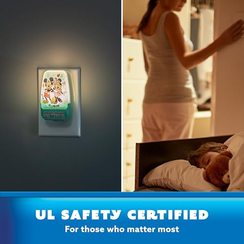Image of Disney Mickey Mouse Clubhouse LED Night Lights Plug Into Wall NightLight | for Kids Room Decor Ambient LightingGirls Boys Bedroom Bathroom Light Nursery 86142