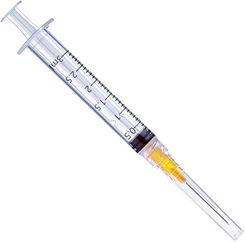 Paquete de 100 jeringas de plástico Luer Lock de 0.1 fl ozcc con aguja de 25 Ga, herramientas de medición de laboratorio para dispensación