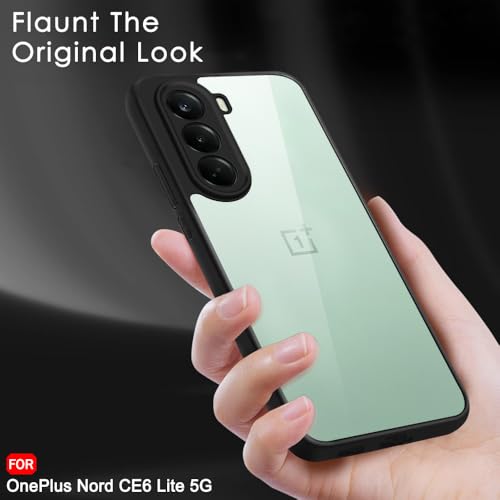 Image of TheGiftKart Hybrid Shockproof Back Cover Case for OnePlus Nord CE 6 Lite 5G | Camera Protection Module | Hard Back Cover Case for OnePlus Nord CE6 Lite (PC & TPU, Transparent Clear Back, Black Sides)