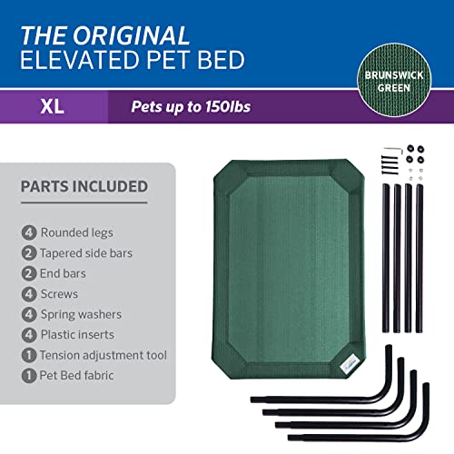 Image of Coolaroo Original Elevated Dog Bed - Breathable Off-The-Ground Pet Bed with Cooling Fabric, Joint Relief & Moisture-Resistant Fabric, 100% Recyclable, Easy Clean, Brunswick Green, Extra Large
