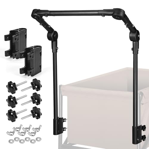 Gifeerory Universal Folding Wagon Push Handle Attachment for Camping Wagons/Strollers/Beach Carts Upgraded Adjustable Wagon Handle Kit for Metal Round & Square Frame