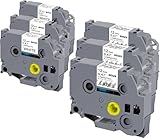 Hehua Tze Tz Tape 0.47 Laminated Tape 12mm Compatible for Brother Label Maker Tape TZe-131 for Ptouch PTD400 PTD600 PTD210 PTH110 (Black on White+Black on Clear, 3+3 Pack)