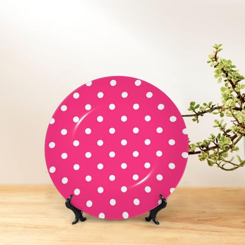 Plato decorativo compacto rosa lunares 6 pulg miniatura 6