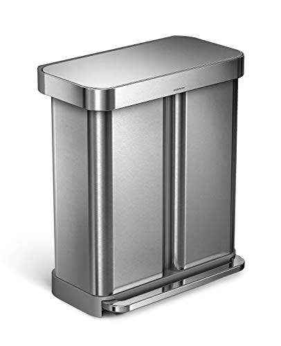 simplehuman 58 Liter / 15.3 Gallon Rectangular Hands-Free Dual Co...